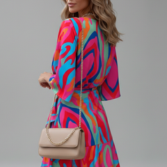 Women's Mini Dress | V Neckline Batwing Sleeve Wrap
