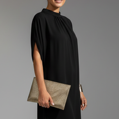 Women's Mini Dress | Mock Neck Slit Sleeves Straight Fit