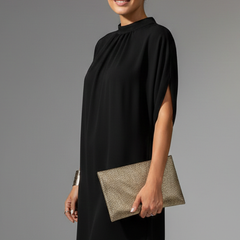 Women's Mini Dress | Mock Neck Slit Sleeves Straight Fit