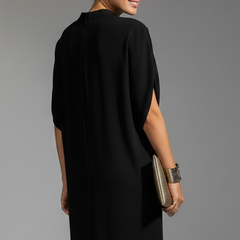 Women's Mini Dress | Mock Neck Slit Sleeves Straight Fit
