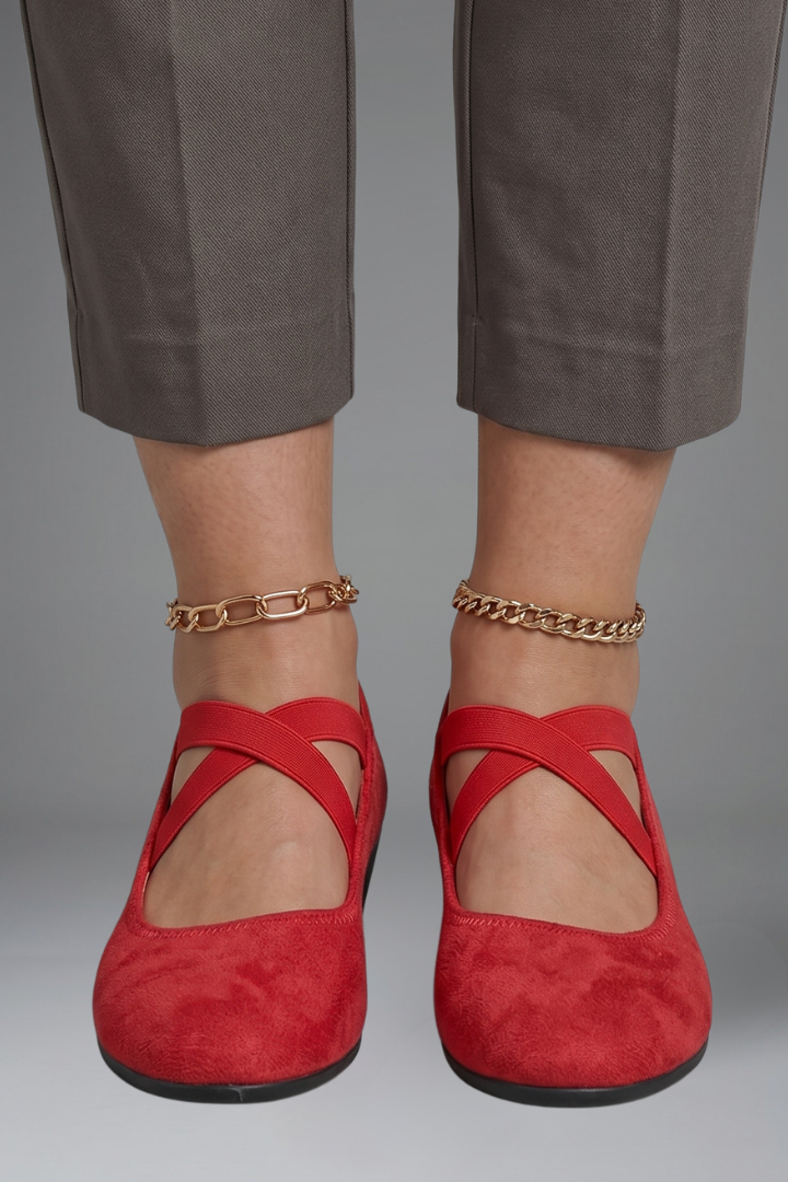 Women's Shoe | Rounded Toe Elastic Strap Wedge