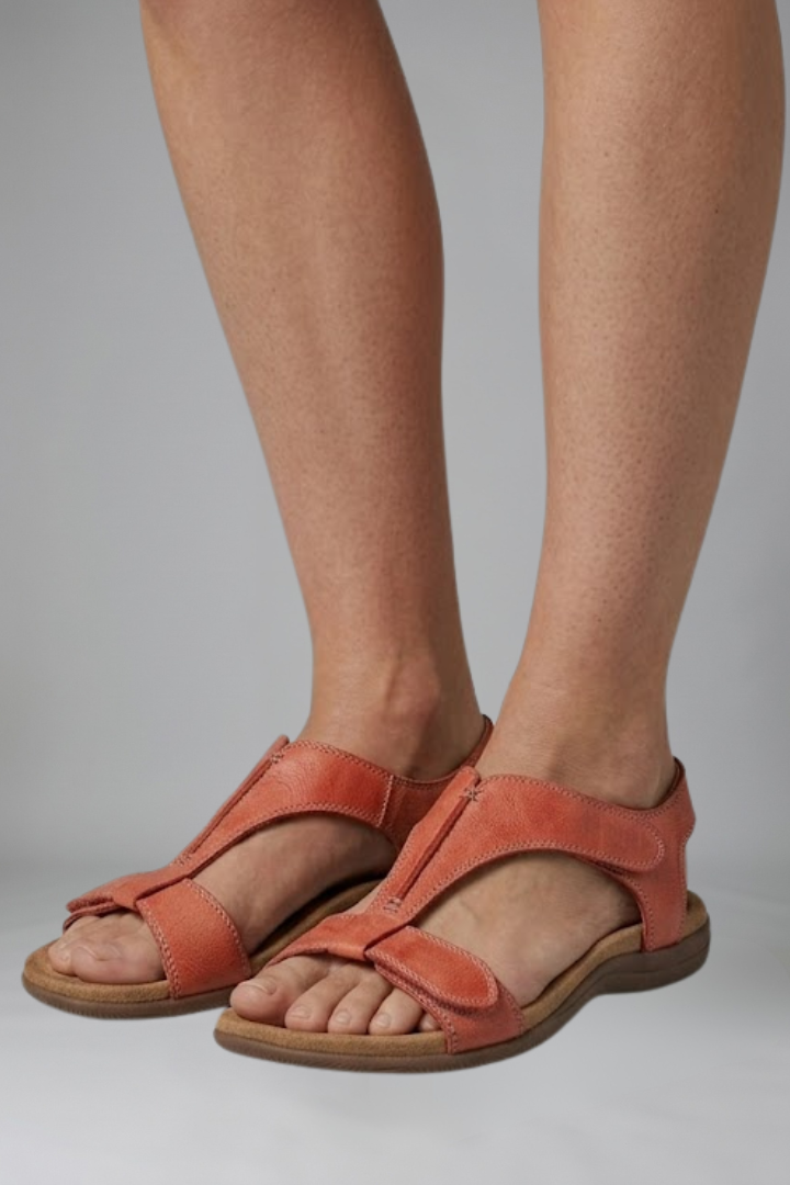 Women's Sandals | Open Toe T Strap Hook and Loop