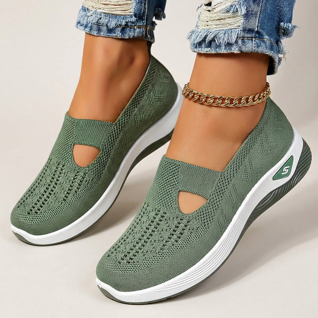 Women's Shoe | Mesh Slip-On Rounded Toe Cushioned Sole