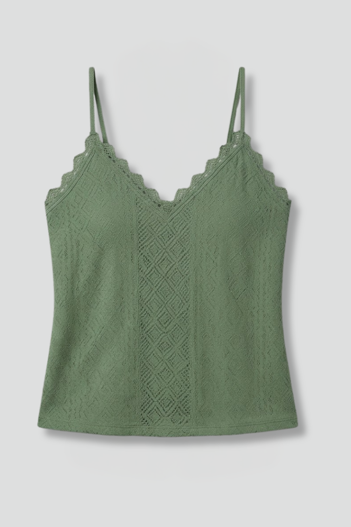 Women's Top | V Neck Sleeveless Lace Detail