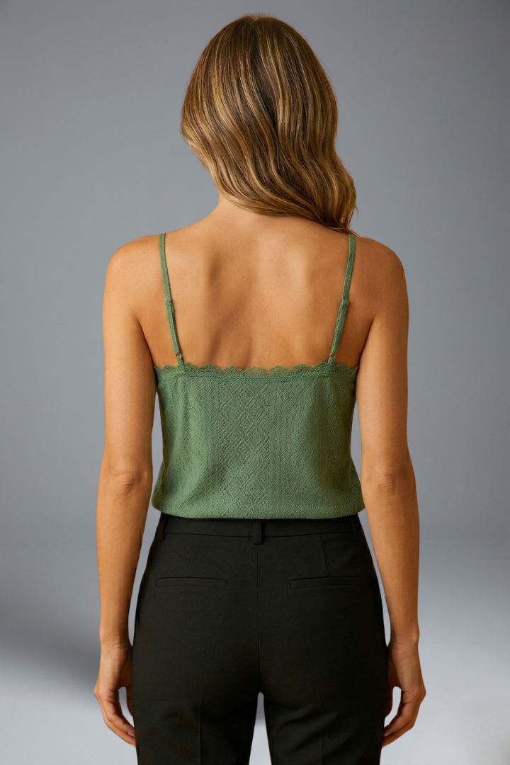 Women's Top | V Neck Sleeveless Lace Detail