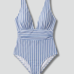 Women's Swimwear | Deep V-Neck Striped One-Piece