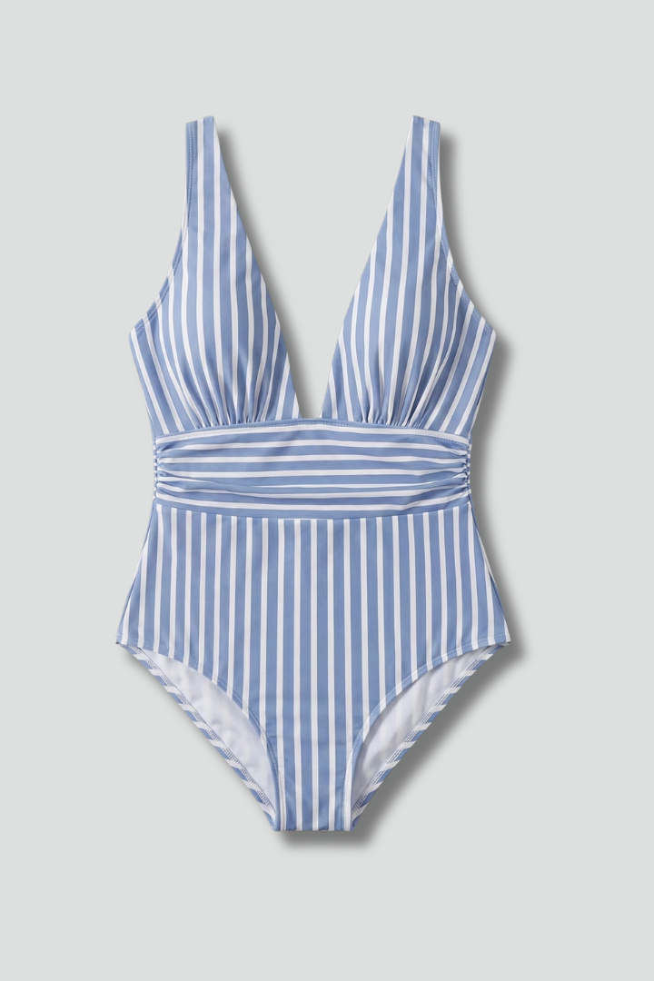Women's Swimwear | Deep V-Neck Striped One-Piece