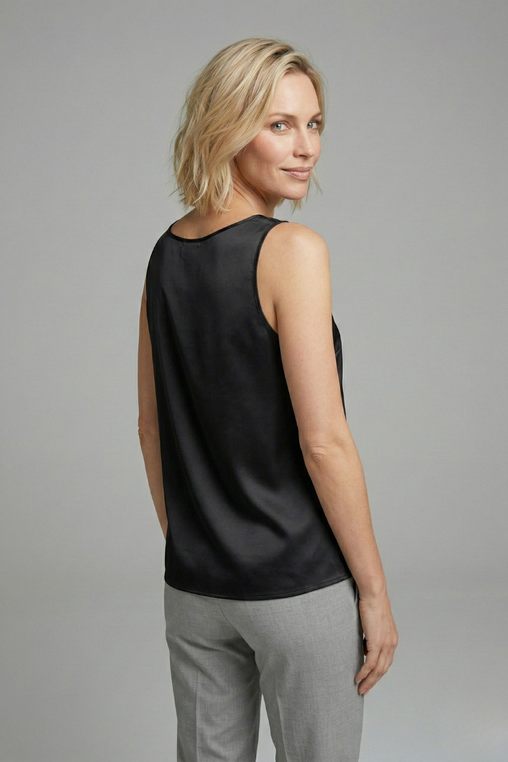 Women's Tank Top | V-Neck Sleeveless Satin Pull-On