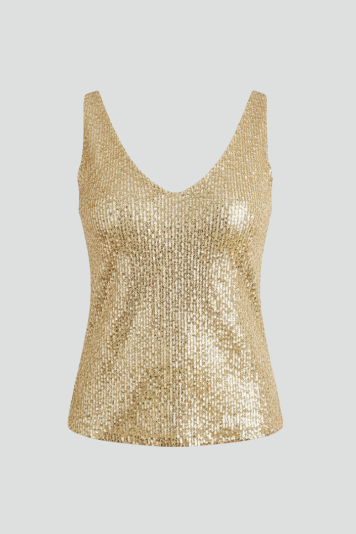 Women's Tank Top | V-Neck Sequin Sleeveless