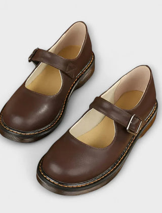 Women's Ballet Flats | Mary Jane Buckle Strap Leather