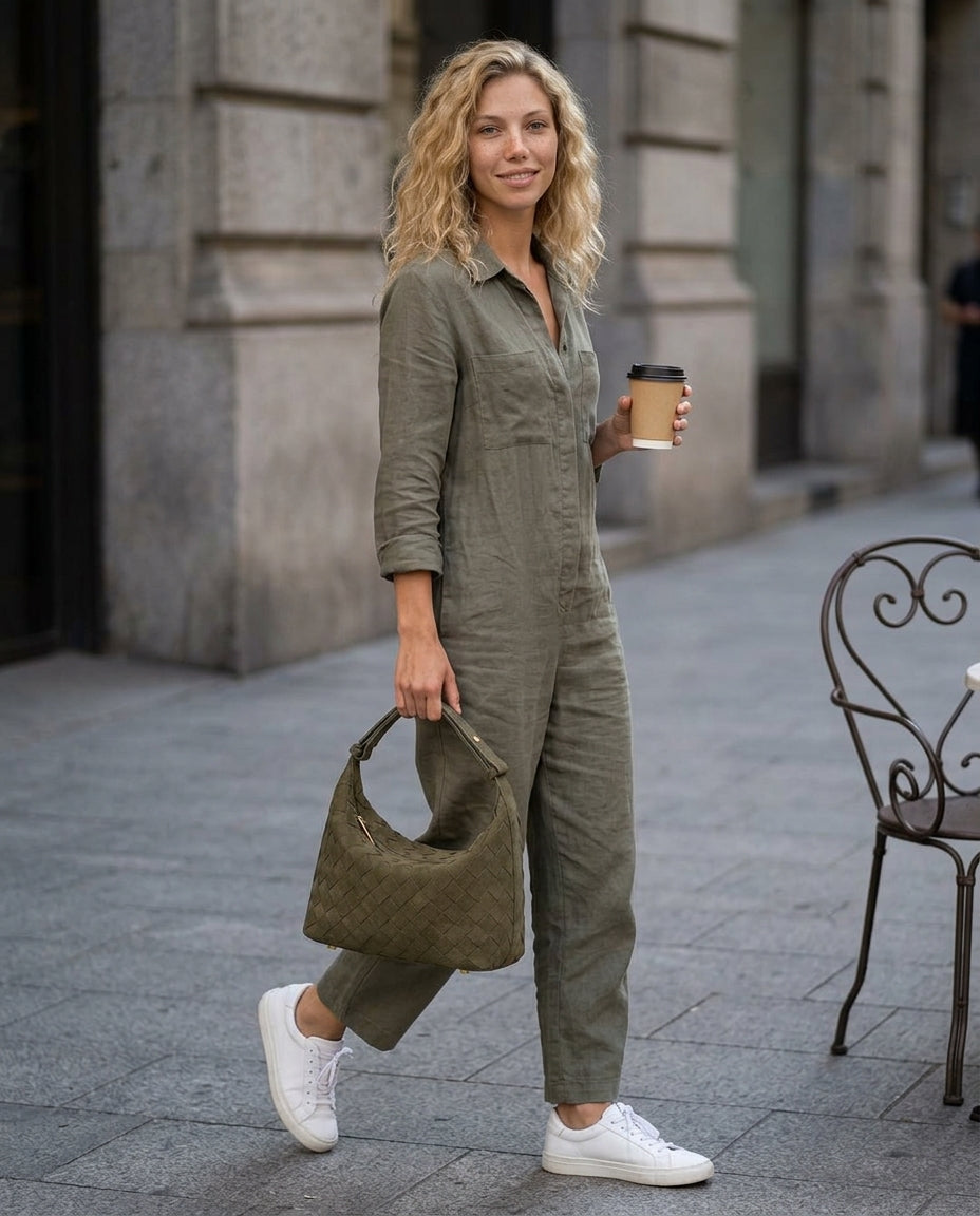 Women's Shoulder Bag | Woven Vegan Suede Quilted Hand-Woven