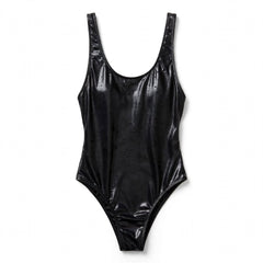 Women's One Piece Swimsuit | Scoop Neck High-Cut Glossy