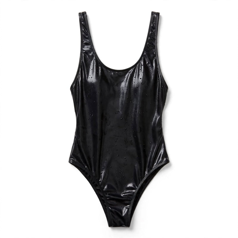Women's One Piece Swimsuit | Scoop Neck High-Cut Glossy