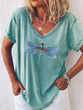 Women's T Shirt | V-Neck Short Sleeve Print