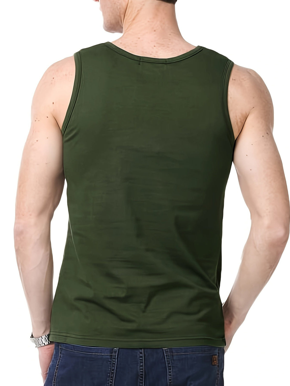 Men's Singlet Top | Crew Neck Knit Sleeveless Stretch