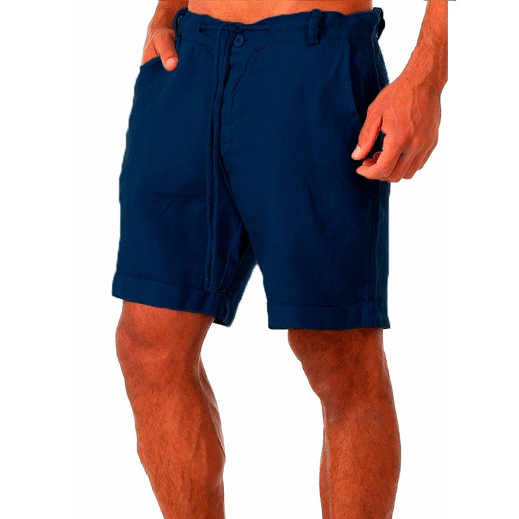 Men's Tailored Shorts | Relaxed Fit Linen Drawstring Rolled Hem