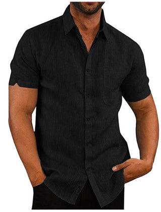 Men's Linen Shirt | Short Sleeve Collared Button Front