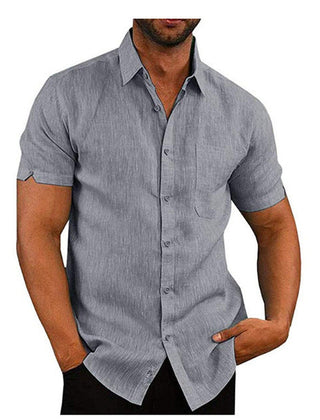 Men's Linen Shirt | Short Sleeve Collared Button Front