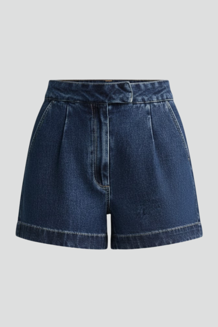 Women's Denim Shorts | High-Waisted Structured Rolled Hem