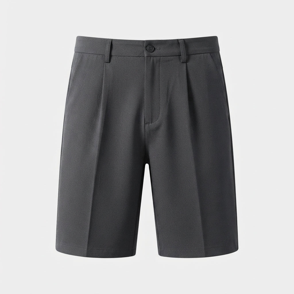 Men's Work Shorts | Straight-Leg Pleated Button Closure
