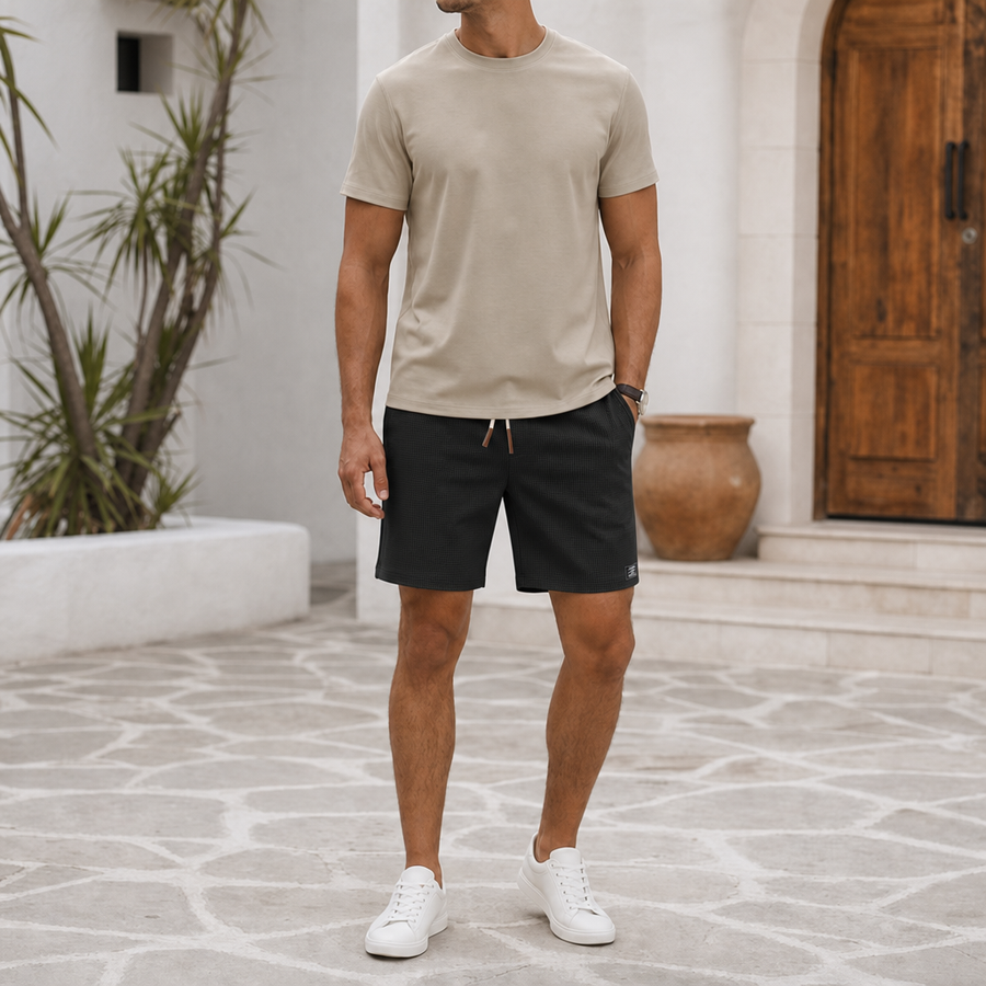 Alassio Waffle Knit Shorts in Black