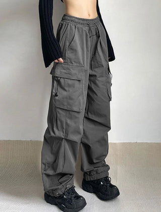 Women's Cargo Pants | Wide-Leg Relaxed Fit Drawstring Waist