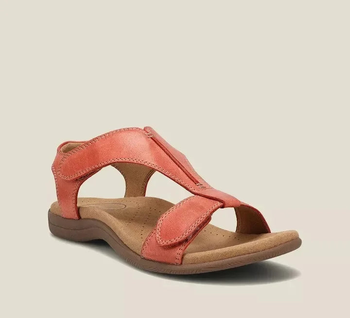Women's Slide | T-Strap Arch Support Leather Cushioned