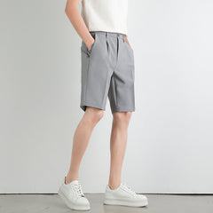 Men's Work Shorts | Straight-Leg Pleated Button Closure