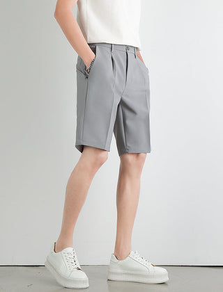 Men's Work Shorts | Straight-Leg Pleated Button Closure