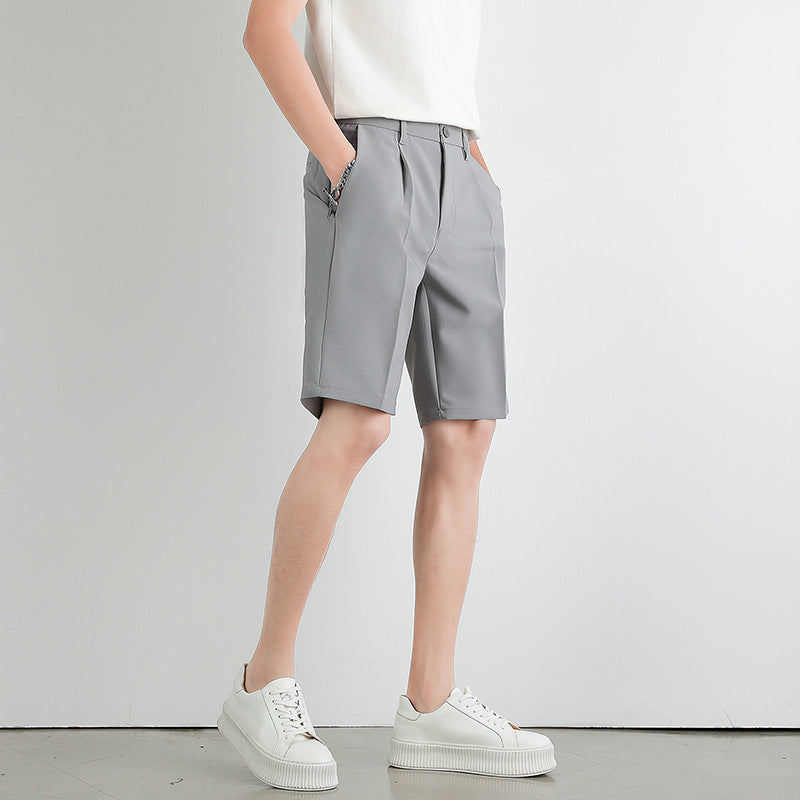 Men's Work Shorts | Straight-Leg Pleated Button Closure