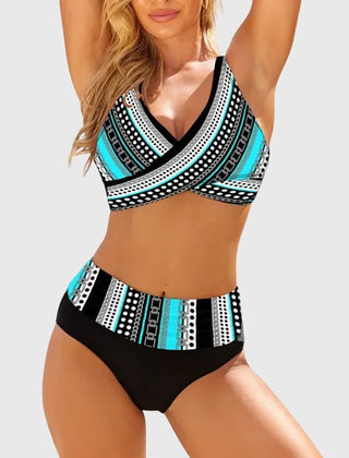 Women's Period Swimwear | Crossover V-Neck High-Waisted Geometric