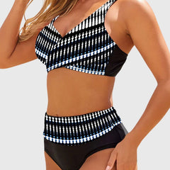 Women's Period Swimwear | Crossover V-Neck High-Waisted Geometric