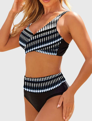 Women's Period Swimwear | Crossover V-Neck High-Waisted Geometric