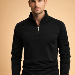 Men's Long Sleeve Top | Half Zip Neck Stretch Knit