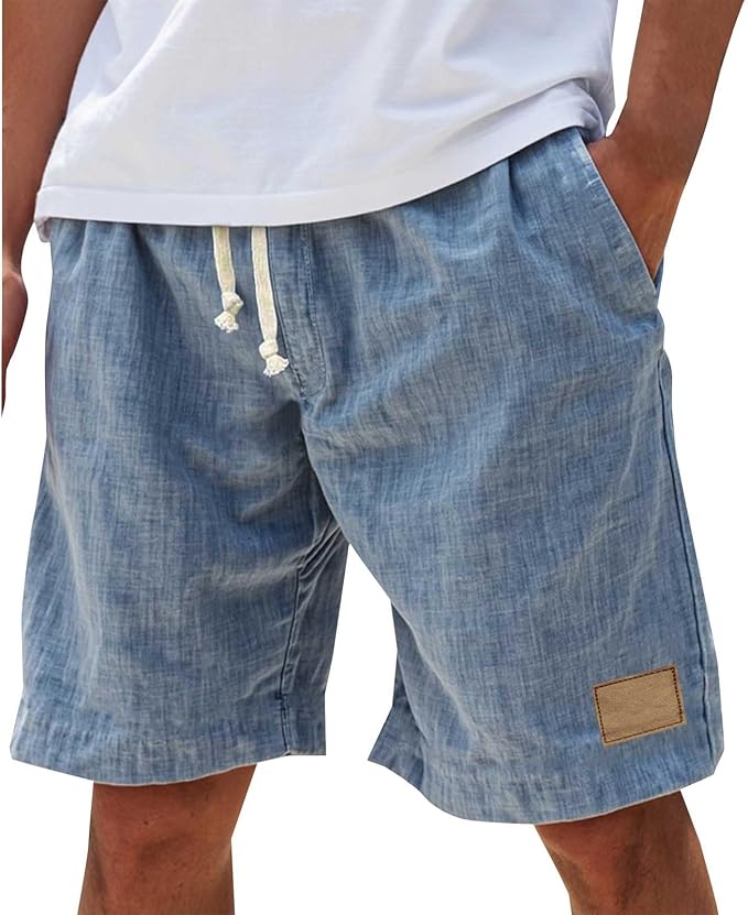 Men's Linen Shorts | Drawstring Waist Relaxed Fit Side Pockets