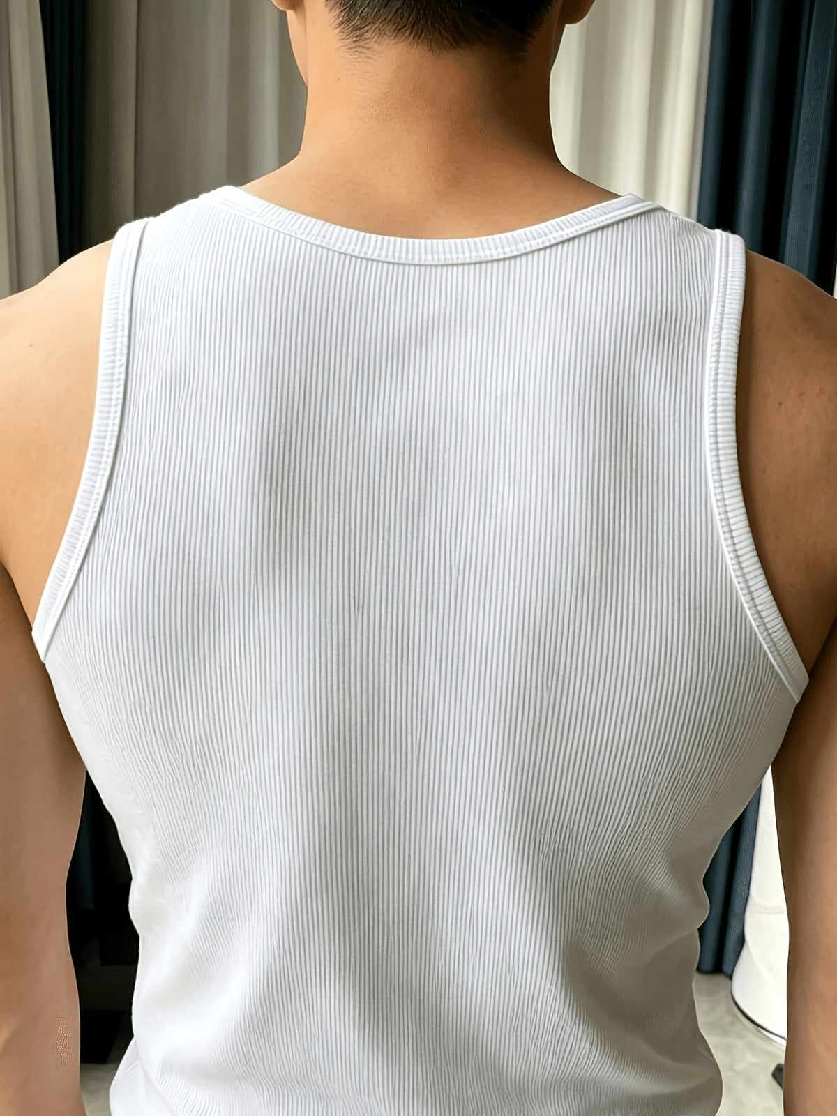 Men's Singlet Top | Crew Neck Knit Sleeveless Stretch