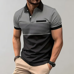 Men's Polo Shirt | Striped Collared Short Sleeve