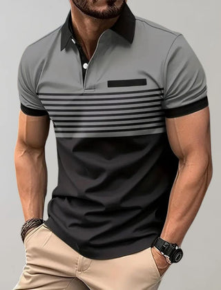 Men's Polo Shirt | Striped Collared Short Sleeve