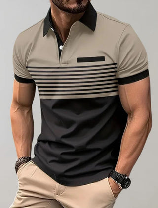 Men's Polo Shirt | Striped Collared Short Sleeve