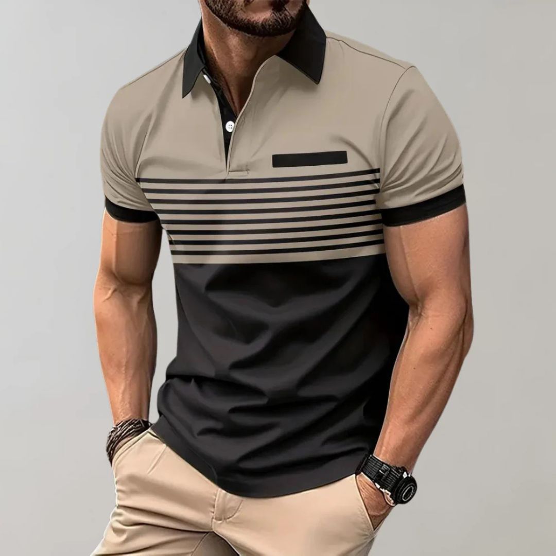 Men's Polo Shirt | Striped Collared Short Sleeve