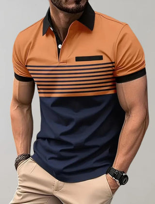 Men's Polo Shirt | Striped Collared Short Sleeve