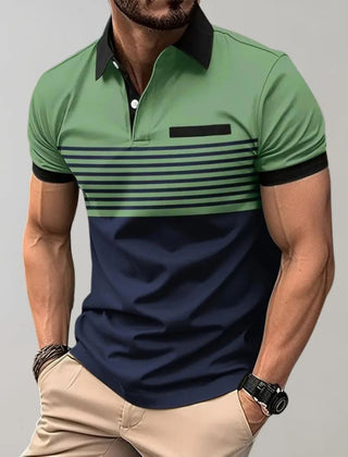 Men's Polo Shirt | Striped Collared Short Sleeve