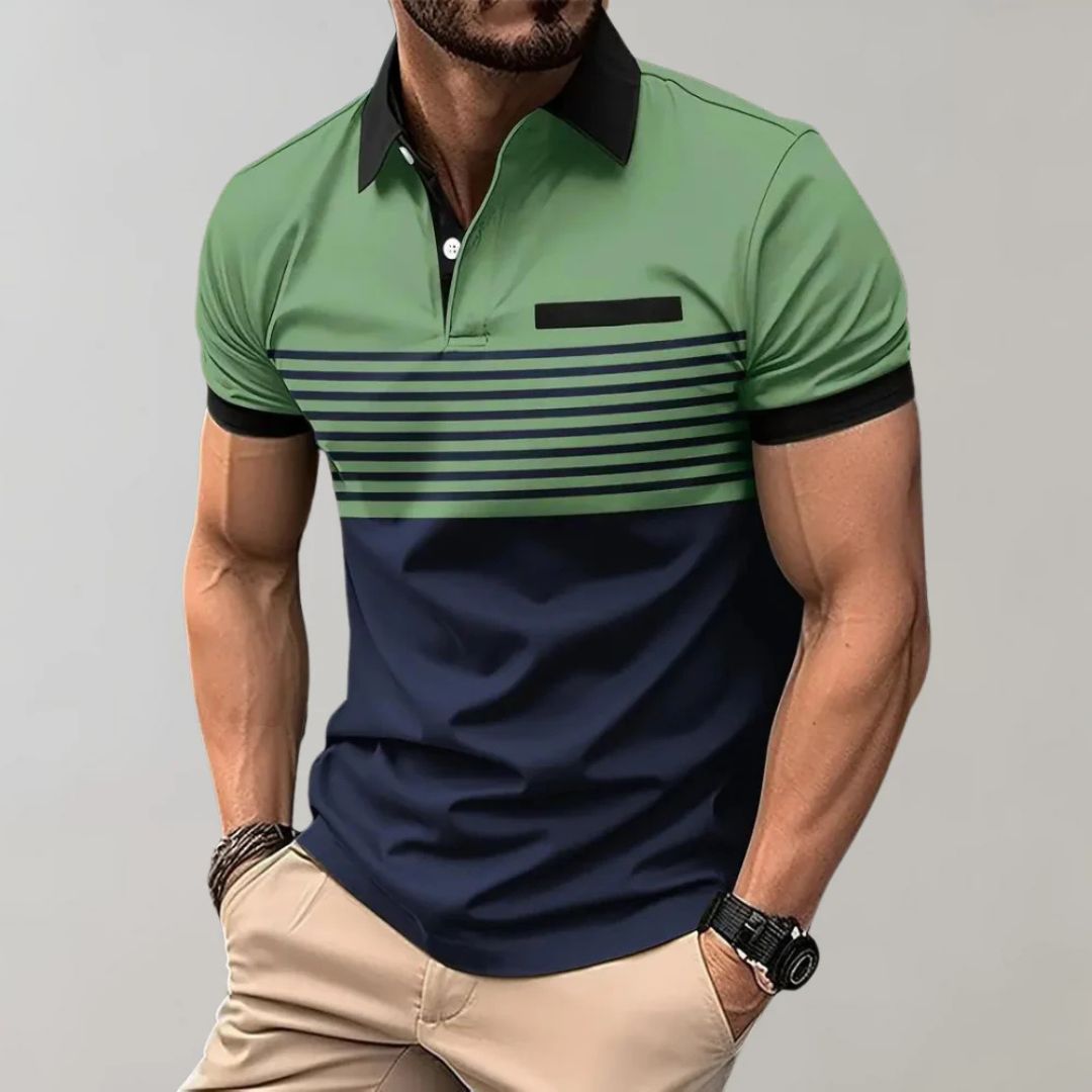 Men's Polo Shirt | Striped Collared Short Sleeve