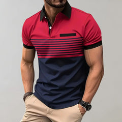 Men's Polo Shirt | Striped Collared Short Sleeve
