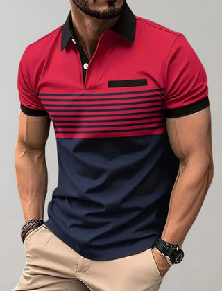 Men's Polo Shirt | Striped Collared Short Sleeve