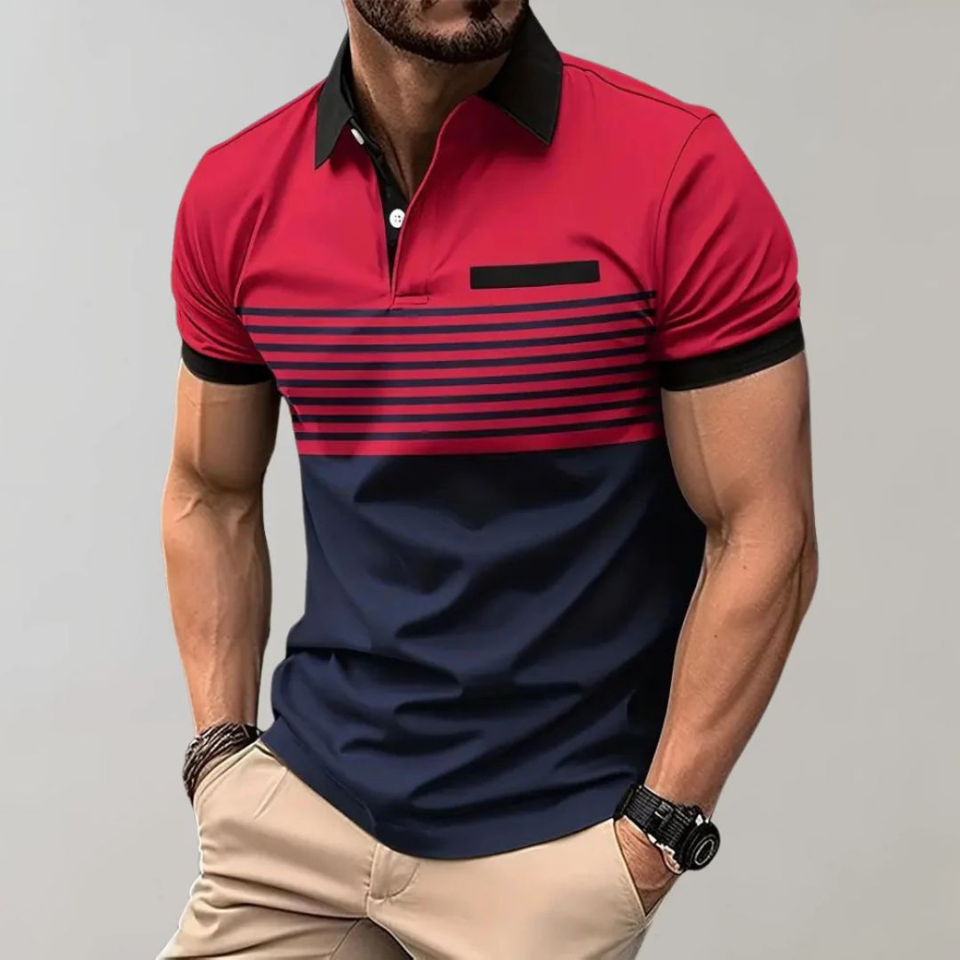 Men's Polo Shirt | Striped Collared Short Sleeve