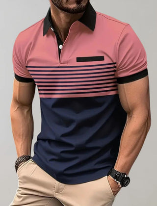 Men's Polo Shirt | Striped Collared Short Sleeve