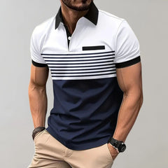 Men's Polo Shirt | Striped Collared Short Sleeve