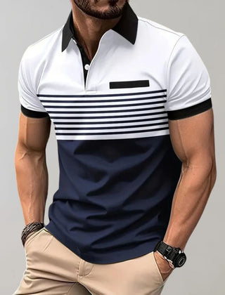 Men's Polo Shirt | Striped Collared Short Sleeve