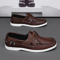 Men's Boat Shoe | Leather Lace-Up Contrast Toe